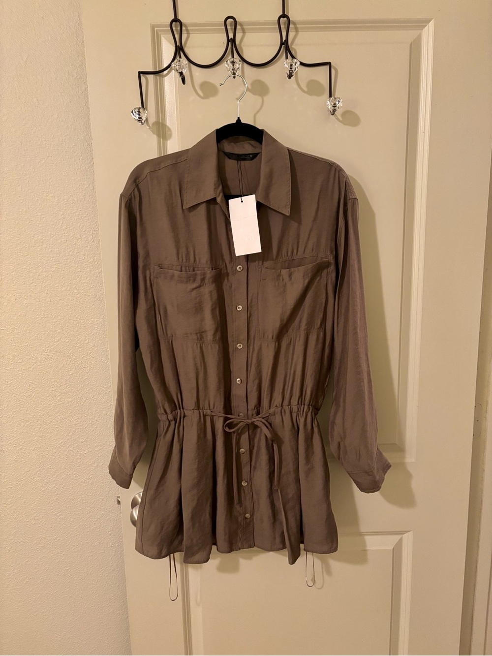 Zara Button-Front Military Mini Dress/Tunic NWT Small - RARE, academia, army